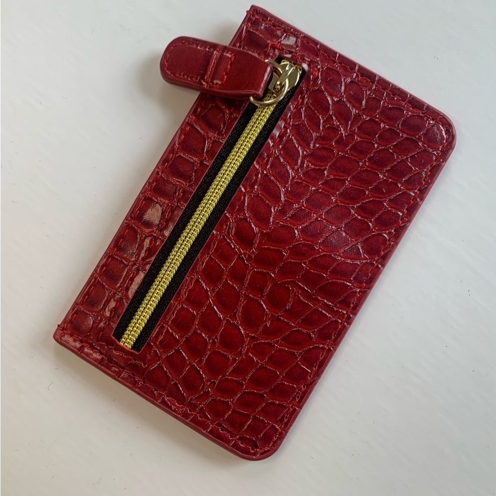 B-Low the Belt Red Croc-Embossed Card Wallet NWOT